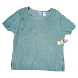 Alfred Dunner Ladies Who Lunch Tiered Pleated Short Sleeve Blouse Size M